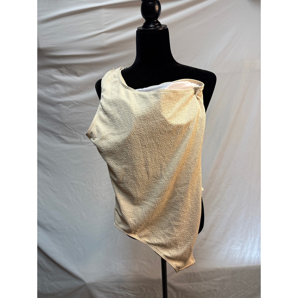 Summer Mae One Shoulder Textured Suit Champagne Ring Detail Ruched Japan Large - Picture 6 of 9